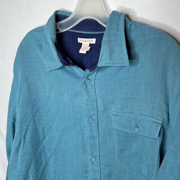 Carbon2Cobolt Teal Blue/Navy Button Down Shirt. Size Large. - Picture 2 of 6